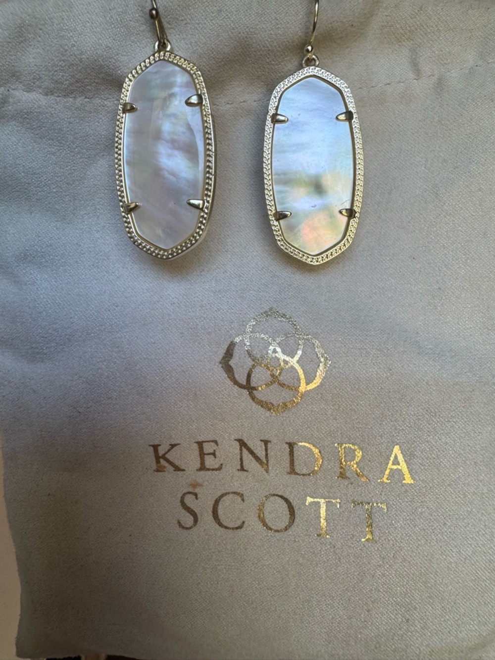 Kendra Scott Iridescent White Mother-of-Pearl Drop Earrings